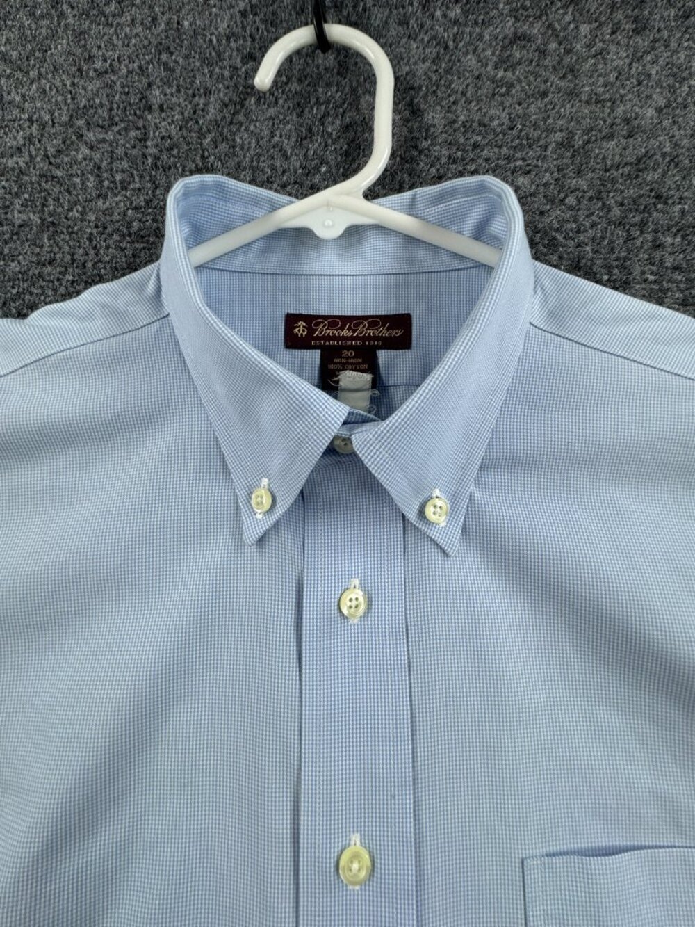 Brooks Brothers Blue Boys Check Cotton 20 Non-Iron Button-Down Shirt Long Sleeve